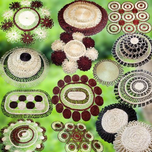 100% Natural Jute (hana)yarn Handmade Table Mats, Brand Name : Onbuy