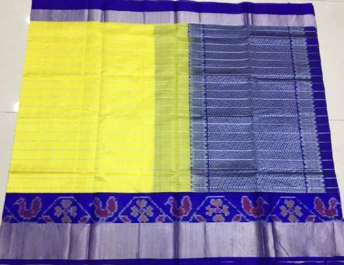 Pure Kupppdam Pattu Sarees With Silver Checks and Ikkat Borders