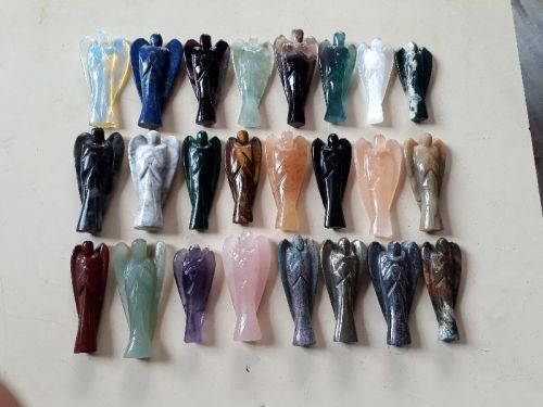 Gemstone Carved Angels Statue