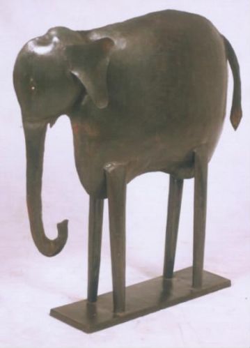 Wooden Plain Elephant Statue, Color : Brown