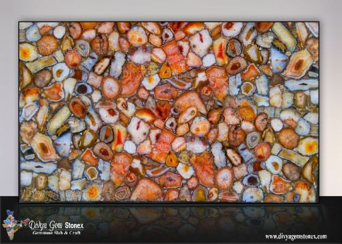 Red Crystal Agate Slab, Shape : Rectangular