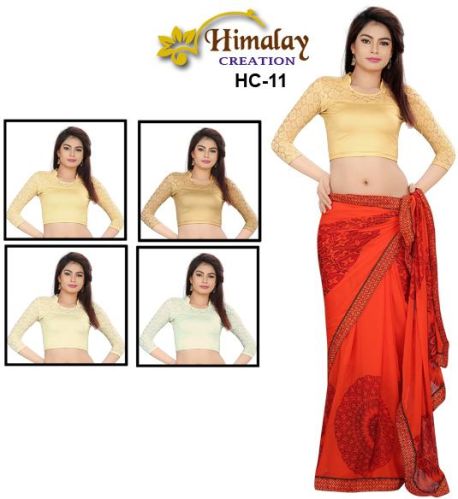 Golden Long Sleeve Shimmer Stretchable Blouse, Size : XL, XXL