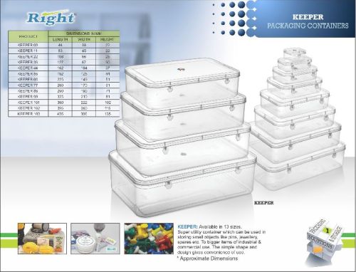 Right PP Plastic Container Keeper, Color : Transparent