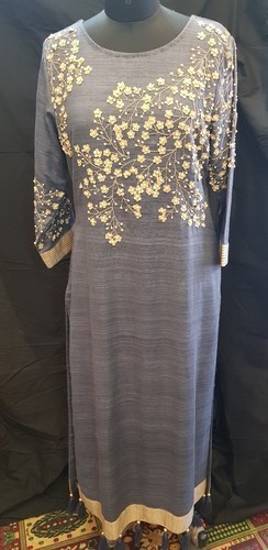 Ghicha Embroidered Kurti, Color : Grey