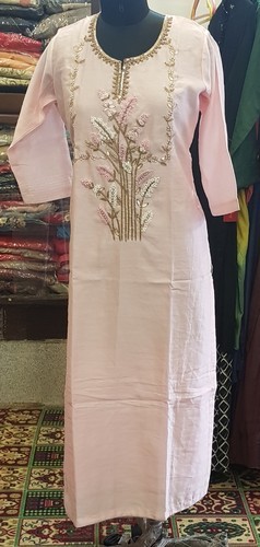 Cotton Fabric Long Embroidered Kurti, Technics : Woven