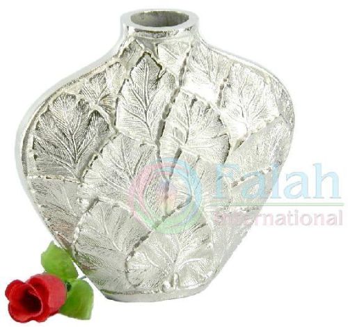 Falah International Nickel Plated Aluminum Metal Flower Vases