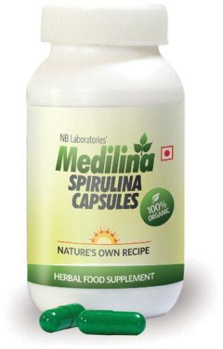 Medilina Spirulina Capsule, Color : Green