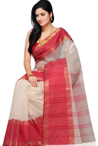 Cotton Fabric Handloom Sarees, For Anti-Wrinkle, Pattern : Printed