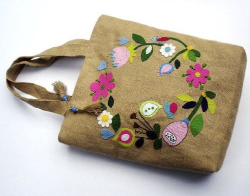 Patch Work Jute Handbag