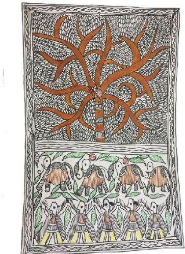 Traditional Madhubani Painting Depicting