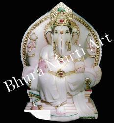 Marble Ganesh Statue, For Worship, Color : Multicolor, White