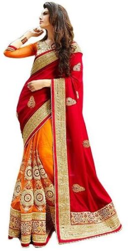 Georgette Embroidered Bridal Sarees, Feature : Skin Friendly