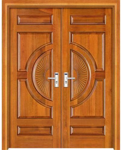 Polished Wooden Door, For Home, Office, Color : Brown