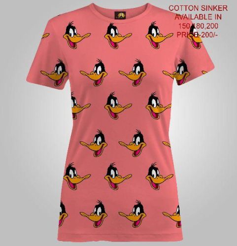 Ladies Printed T Shirts (DUCK PRINTED), Size : Small, Medium, Large