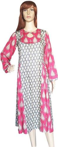 Cotton Fabric Printed Rayon Prineted Kurtis, Size : Small, Medium, Large