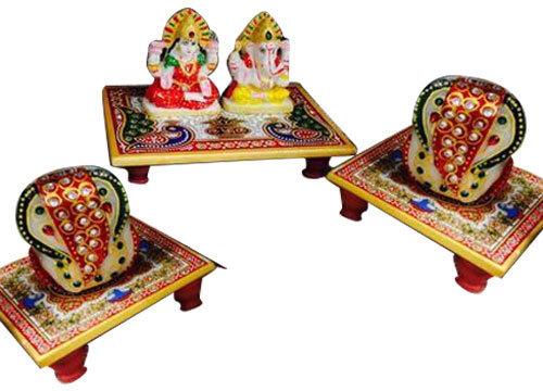 Marble Laxmi Ganesh Chowki, For Decoration, Style : Antique