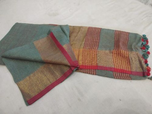 Latest Pure 100 Count Linen Plain Sarees