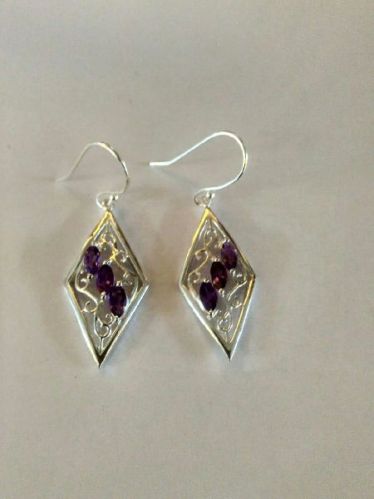 Purple Gemstone Earrings