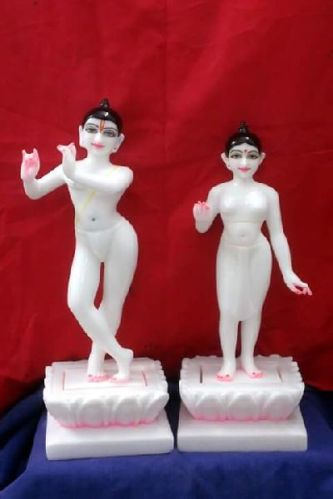 Polished Marble Radha Krishna Statue 12 Inch