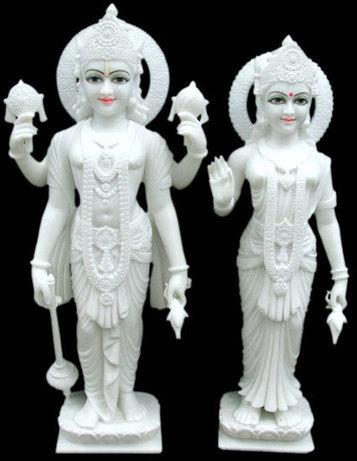 Marble Laxmi Vishnu Statue, For Worship, Color : White