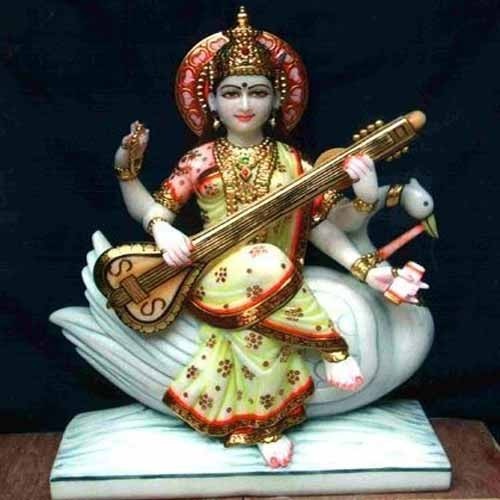 Marble Saraswati Mata Statue, Color : Multicolor