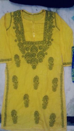 Embroidery Embroidered Cotton Kurti, Size : XL, S, L