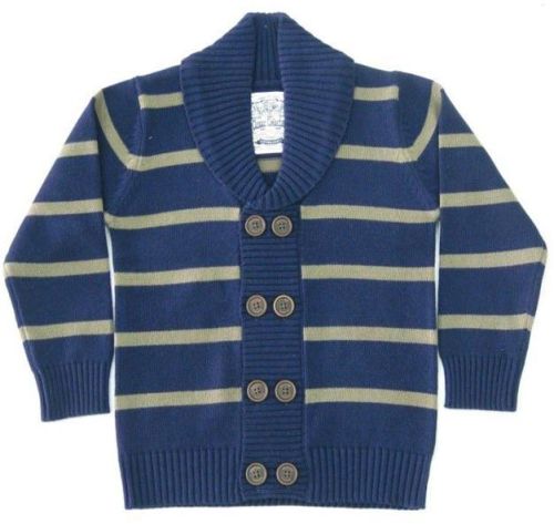 Kids Shawl Collar Cardigan, Color : Blue/Olive