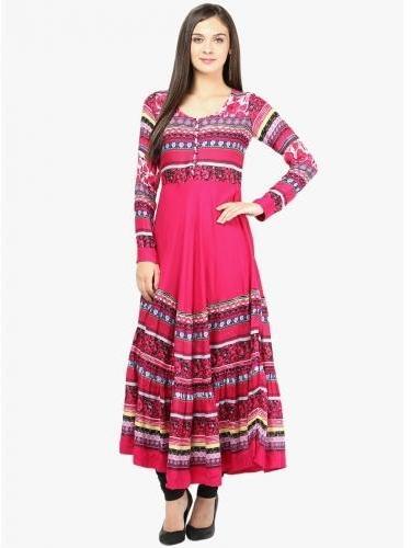 Cotton Fabric Printed Anarkali Kurtis, Technics : Woven