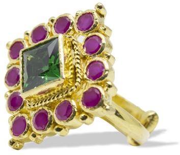 Silver Gold Plated Studded Quad Ring