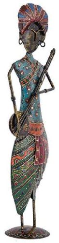 Iron Decoration Tribal Musician Statue