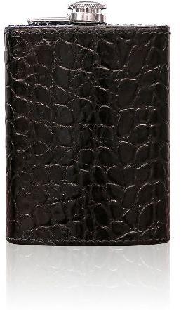 BLACK LEATHER HIP FLASK