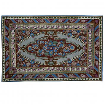 Firdaus Wool Embroidered Traditional Handmade Rug, Feature : Soft Texture