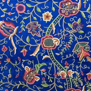 Rahim Crewel Embroidery Work Handmade Cotton Velvet Fabric