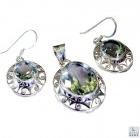 Silver Green Pendant Set