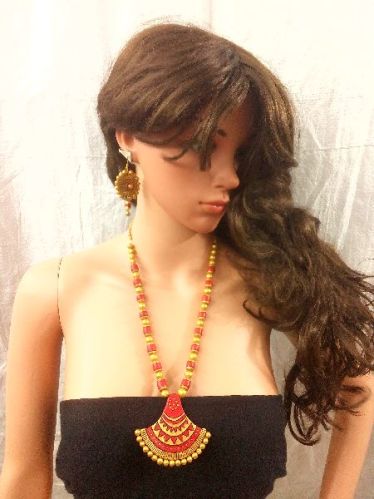 Hand Painted Handmade Terracotta Necklace