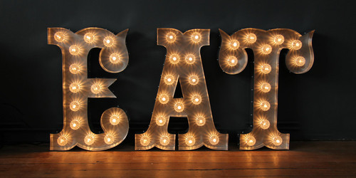 Metal 3D Letters Bulb Light, Size : 290mm X 135mm X 60mm