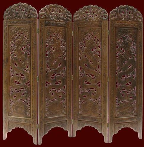 Antique Carved Screen Partition Panel