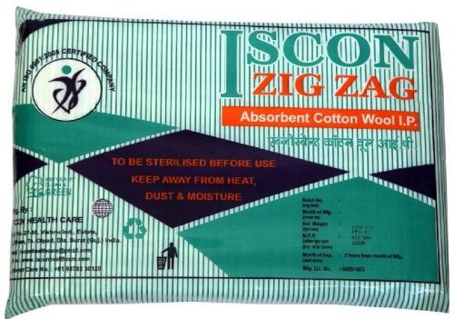 Zig Zag Absorbent Cotton, Color : White