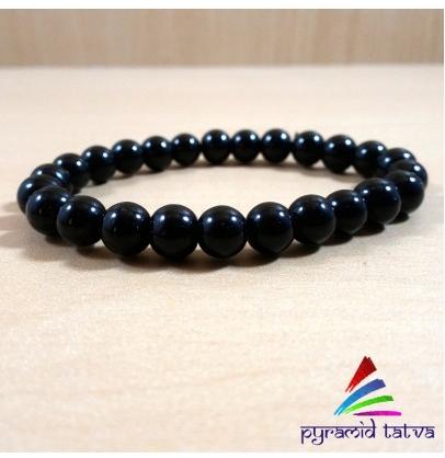 Pyramid Tatva Black Obsidian Bead Bracelet