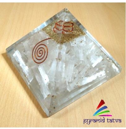 Pyramid Tatva Natural Selenite Orgonite, Size : 2 To 2.5 Inch