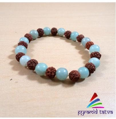 Rudraksh With Green Aventurine Bead Bracelet