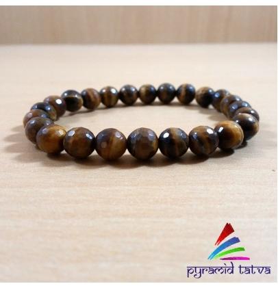 Tiger Eye Diamond Cut Bead Bracelet