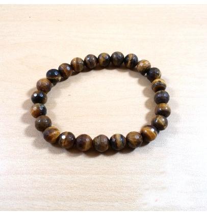 Tiger Eye Diamond Cut Beads Bracelet