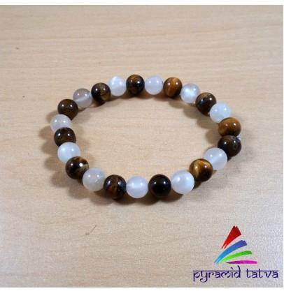 Tiger Eye With Rainbow Moonstone Bead Bracelet