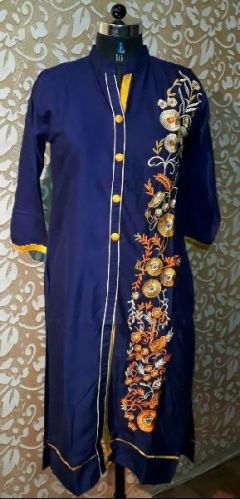 Rayon Floral Embroidered Kurti, Size : XL, XXL, Etc