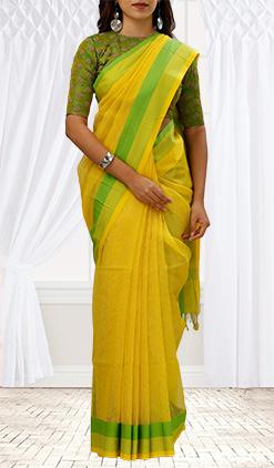Checked Silk Cotton Sarees, Color : Multicolor