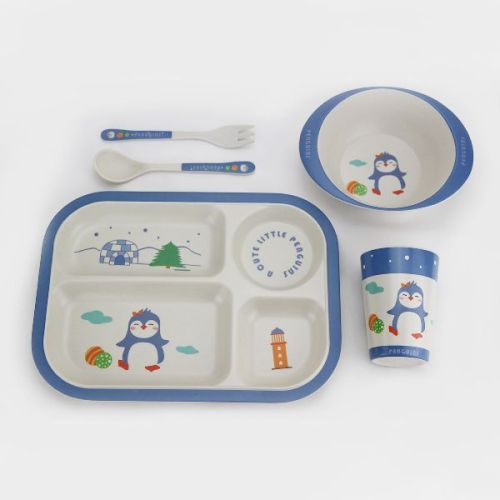 Bamboo Fiber Baby Dinnerware Bowl Plate Fork Spoon Cup Set