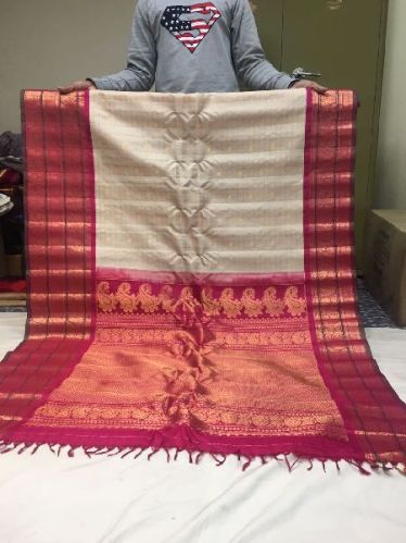 Printed Gadwal Silk Sarees, Color : Assorted