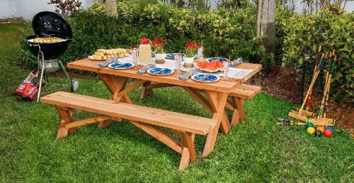 Wooden Picnic Table, Color : Brown
