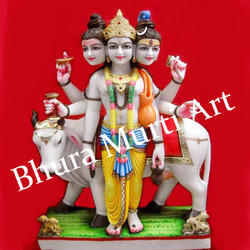 Multicolored Marble Dattatreya Statue